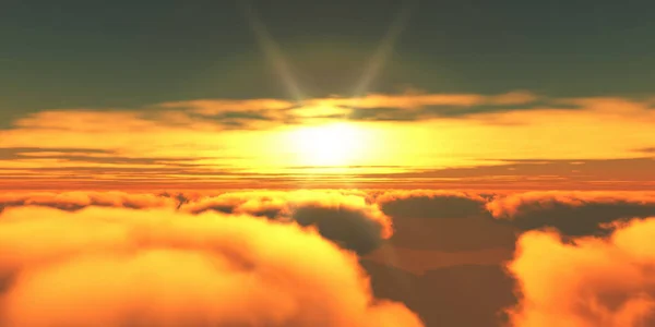 Krásný Letecký Výhled Nad Mraky Západem Slunce Ilustrace — Stock fotografie