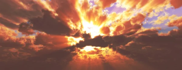Zachód Wschód Słońca Chmurami Promieniami Świetlnymi Innymi Efektami Atmosferycznymi Ilustracja — Zdjęcie stockowe