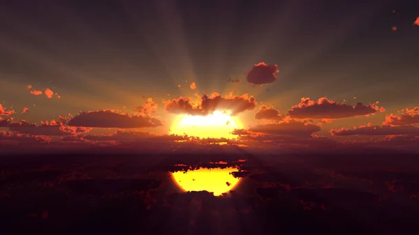 Закат Спокойно Море Солнце Луч Рендеринг Иллюстрации — стоковое фото