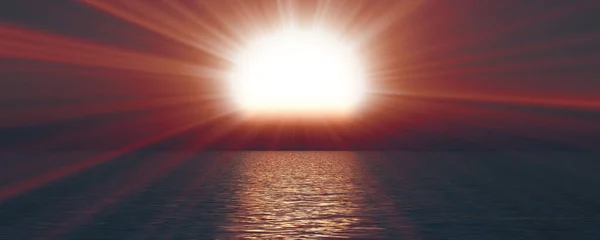 Pôr Sol Sol Sol Raio Céu Claro Ilustração Renderização — Fotografia de Stock