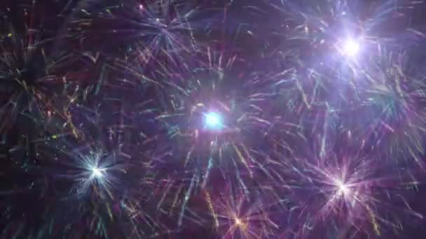 Hermosos fuegos artificiales cg en el día de la celebración — Vídeos de Stock