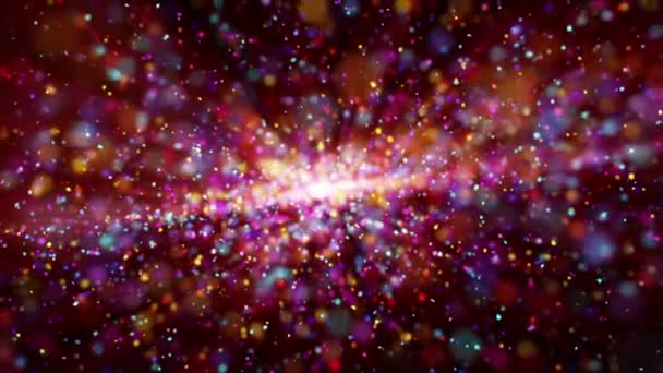 Rayo de luz solar de rayos y brillo de partículas galaxias — Vídeos de Stock