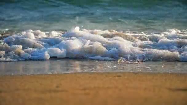 Onda de praia macro câmera lenta 4k — Vídeo de Stock