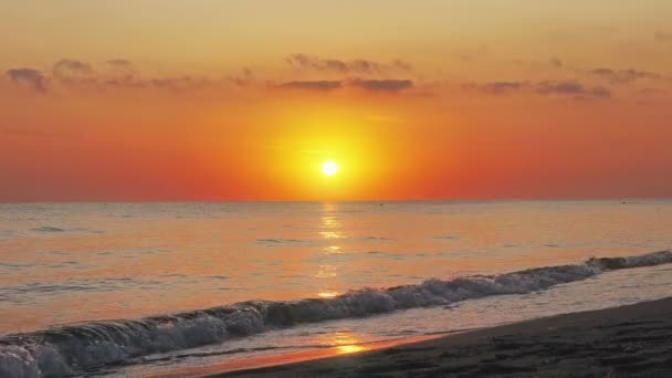 Güneş ışığı plajı üzerinde gün doğumu 4k — Stok video