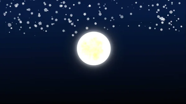 満月の夜の雪イラスト — ストック写真