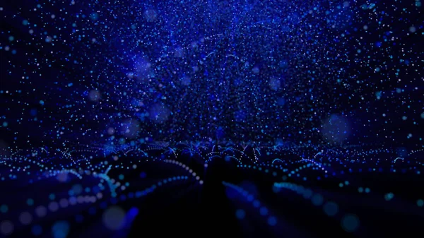 Abstract Blue Shine Blurry Particles Rain Dots Εικονογράφηση Καθιστούν — Φωτογραφία Αρχείου