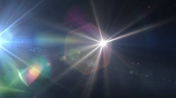 Luz Brillante Con Estrellas Bengalas Rayos Espacio Exterior Ilustración Renderizado —  Fotos de Stock