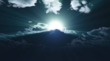 Gece vakti dolunay gökyüzü bulutu, 3 boyutlu resimleme