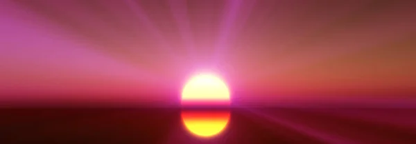 Sunset Calmly Sea Sun Ray Rendering Illustration — Stock Photo, Image