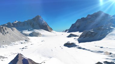 Dağ Karlı Güneş Işığı çizimi, 3D görüntüleme