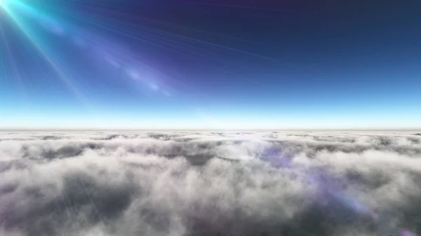 Acima Nuvens Sol Raio Renderização Ilustração — Fotografia de Stock