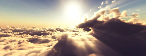 Arriba Las Nubes Vuelan Ilustración Del Rayo Del Sol Del — Foto de Stock