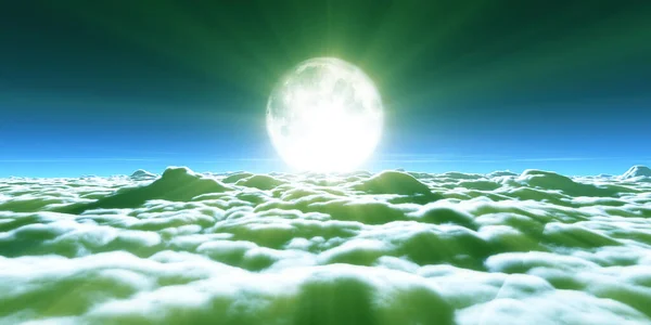 Arriba Nubes Luna Llena Ilustración Renderizado — Foto de Stock