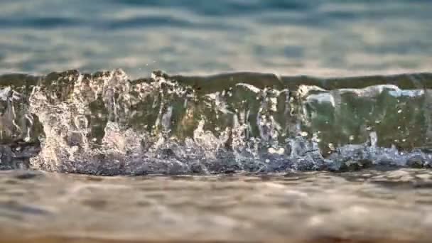 Makro-Zeitlupe für Strandwellen — Stockvideo