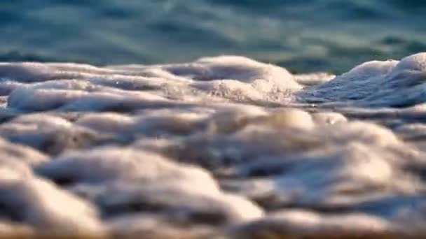 Пляжная волна макро медленная — стоковое видео