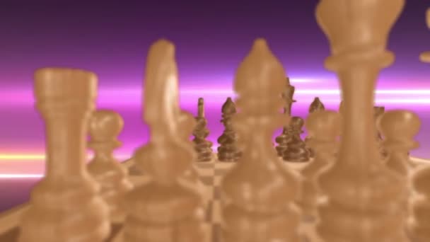 Tablero de ajedrez en luz espacial 3d — Vídeos de Stock