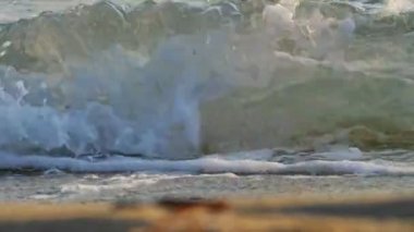 Sahil dalgası makro ağır çekim 4k