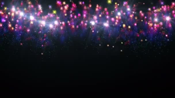 Color fireworks fall like curtain 4k — Stock Video