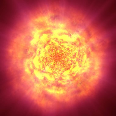 Uzayda ateş topu patlaması, soyut illüstrasyon