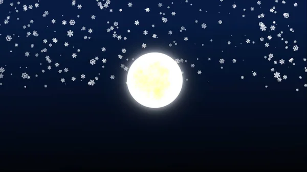 full moon fall snow at night, illustration