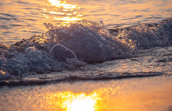 Våg Stänk Hav Strand Makro Närbild — Stockfoto