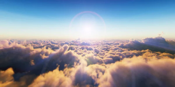 Hermosa Vista Aérea Por Encima Las Nubes Con Puesta Sol — Foto de Stock