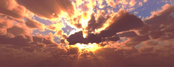 Tramonto Alba Con Nuvole Raggi Luce Altri Effetti Atmosferici Illustrazione — Foto Stock
