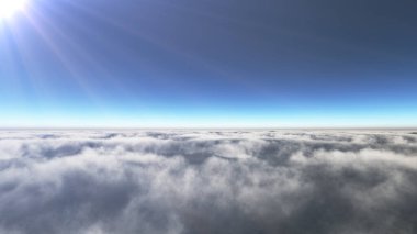 Bulutların üzerinde güneş ışınları, 3 boyutlu resimleme