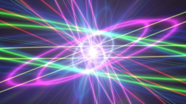 Işık lazer halkalı parıldayan atom yapısı