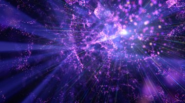 Kozmos yıldızı ışın ışık uzay parçacık bulutsusu, illüstrasyon oluşturucu