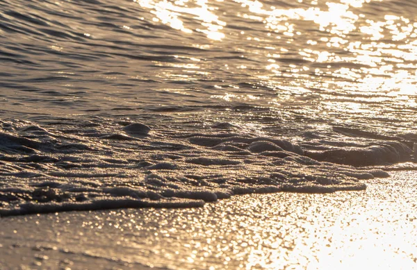 Dalgalar deniz kıyısı makrosu sıçratıyor. Yaklaş.