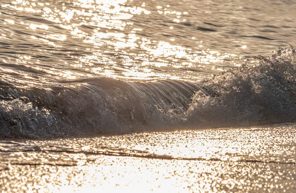 Dalgalar deniz kıyısı makrosu sıçratıyor. Yaklaş.