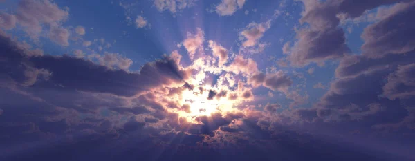 Coucher Lever Soleil Avec Nuages Rayons Lumière Autres Effets Atmosphériques — Photo