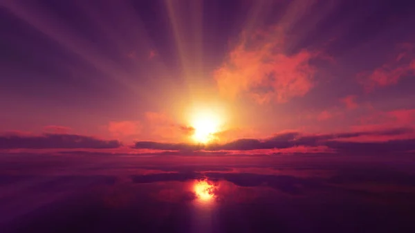 Zonsondergang Rustig Zee Zon Straal Maken Illustratie — Stockfoto