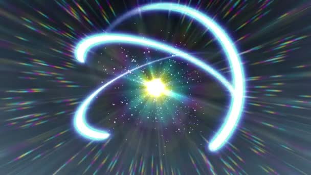 Abstrak cahaya orbit atom — Stok Video