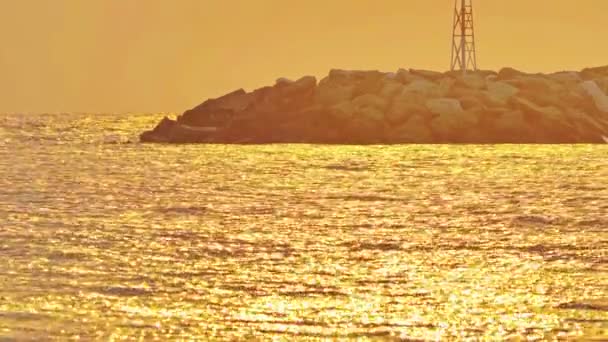 석양 해 가지는 돌 항 해 4k — 비디오