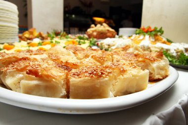 Restorandaki pasta servisi makroyu kapat.