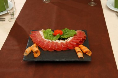 Yemek servisi makroda. Kapatın.