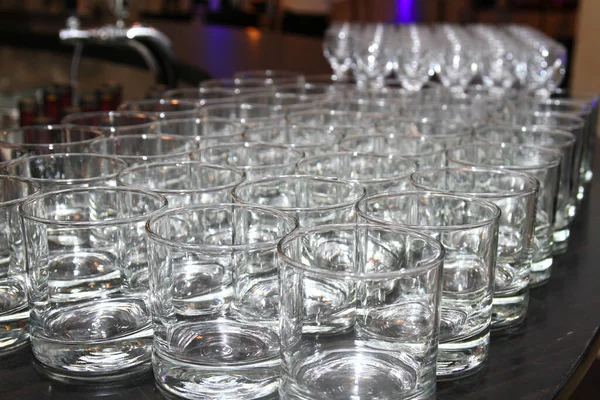 Empty Glass Cups Restaurant Close — Stock Photo, Image