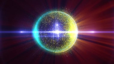 parçacık geometri gezegeni, soyut parçacıklar arkaplan, 3D görüntüleme