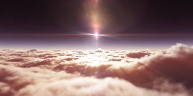 Bulutların üzerinde uçan rüya ışığı, üç boyutlu resimleme