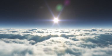 Bulutların üzerinde uçan rüya ışığı, üç boyutlu resimleme