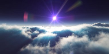 Bulutların üzerinde uçan rüya ışığı, üç boyutlu resimleme