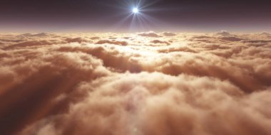 Bulutların üzerinde uçan rüya ışığı, üç boyutlu resimleme