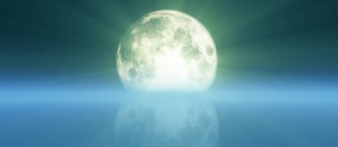 Geceleyin dolunay, soyut 3D resimleme