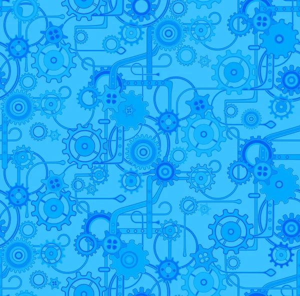 Mechanical Seamless Vector Background Pattern Blue Electric Colors — Stock Vector