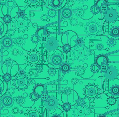 Mekanik sorunsuz vektör arka plan deseni. Yeşil renk