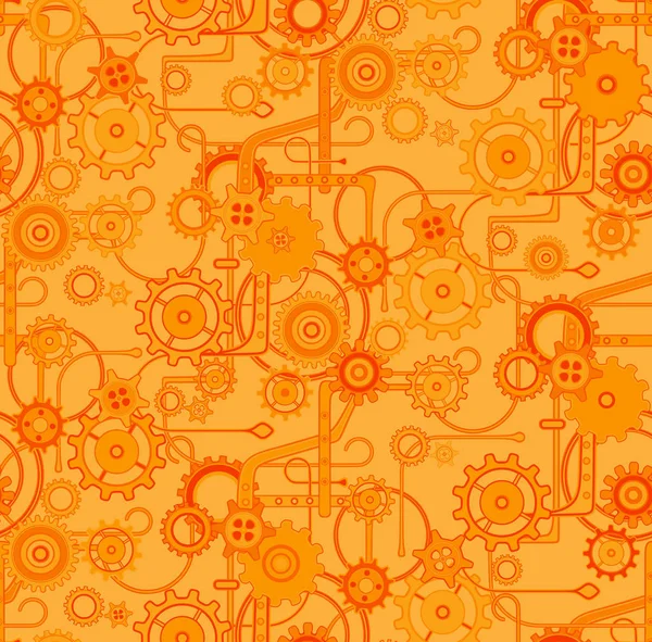 Mekanik sorunsuz vektör arka plan deseni. Turuncu ve kahverengi