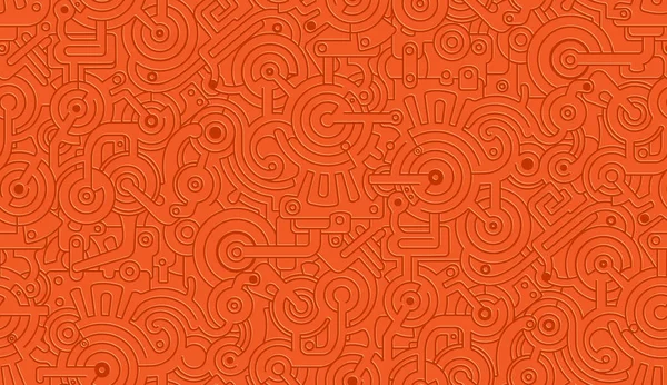 Mekanik vektör sorunsuz doku deseninin. Turuncu. Arka plandan izole. Steampunk