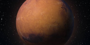 Kızıl gezegen Mars. Astronomi ve bilim kavramı. Nasa tarafından döşenmiş bu görüntü unsurları.